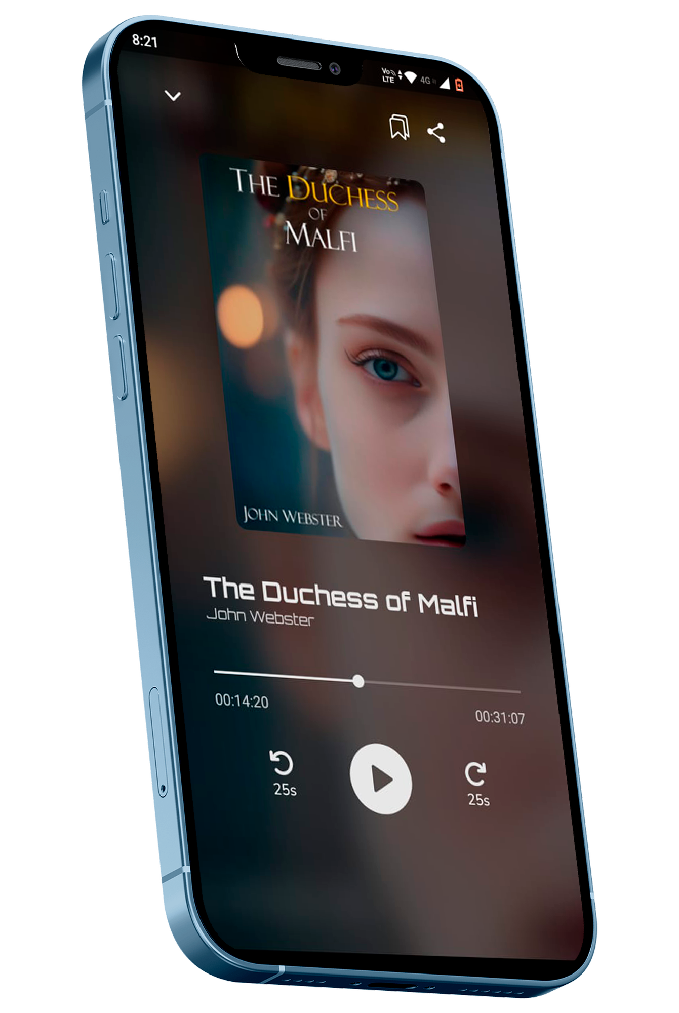 image showcasing the audiobook player inside the Bibliophile app