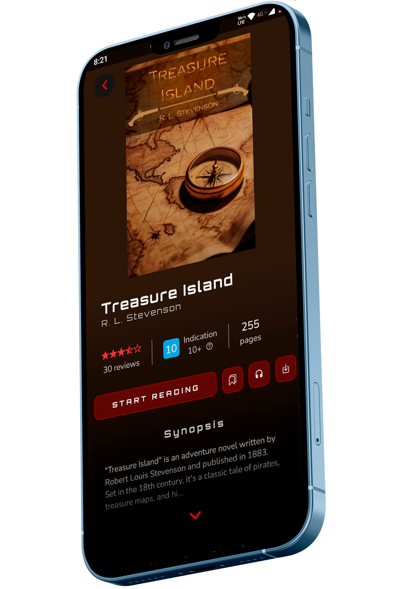 image showcasing the book details screen inside the Bibliophile app